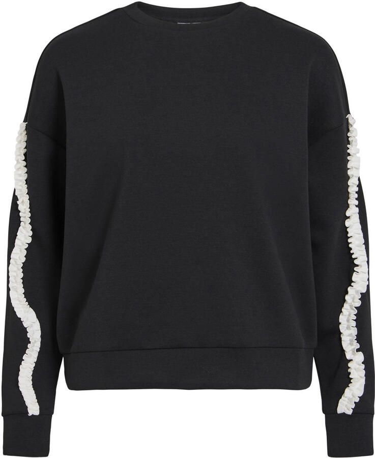 VILA gebreide sweater met ruches zwart