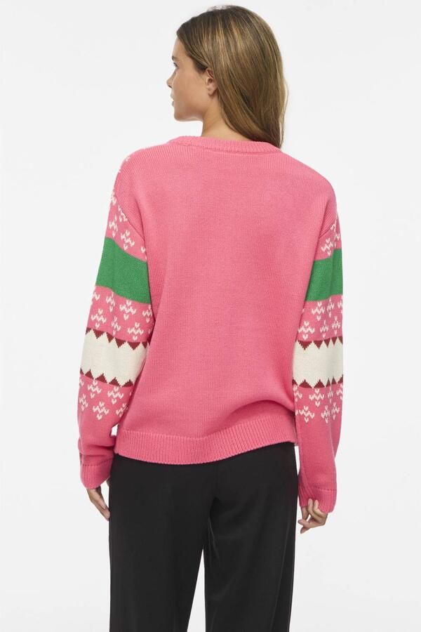 VILA gebreide trui met print roze groen - Foto 2