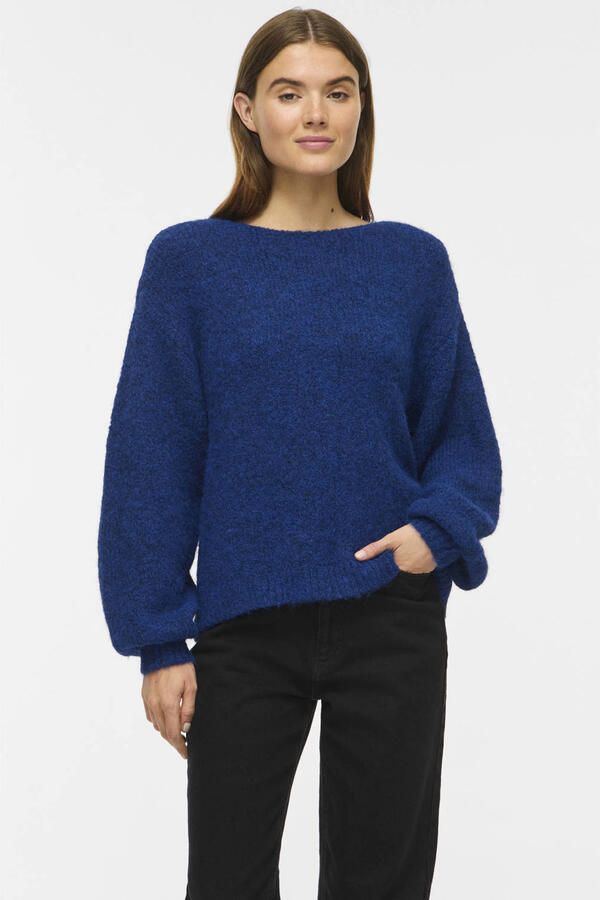 VILA gebreide trui met wol blauw