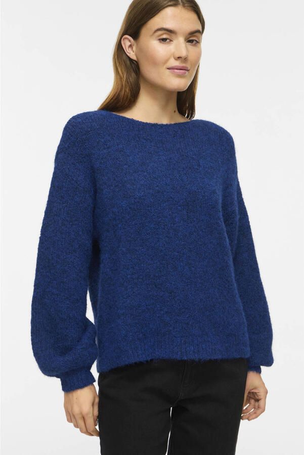 VILA gebreide trui met wol blauw - Foto 3