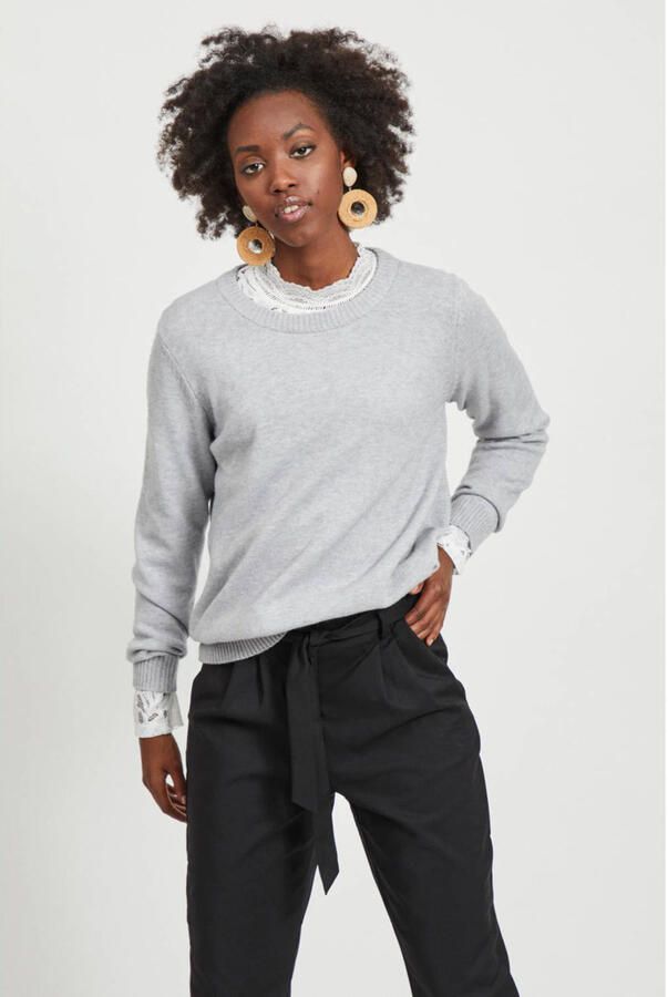 Vila Trui met ronde hals VIRIL-O-PULLI Tricot met fijne breitechnische details