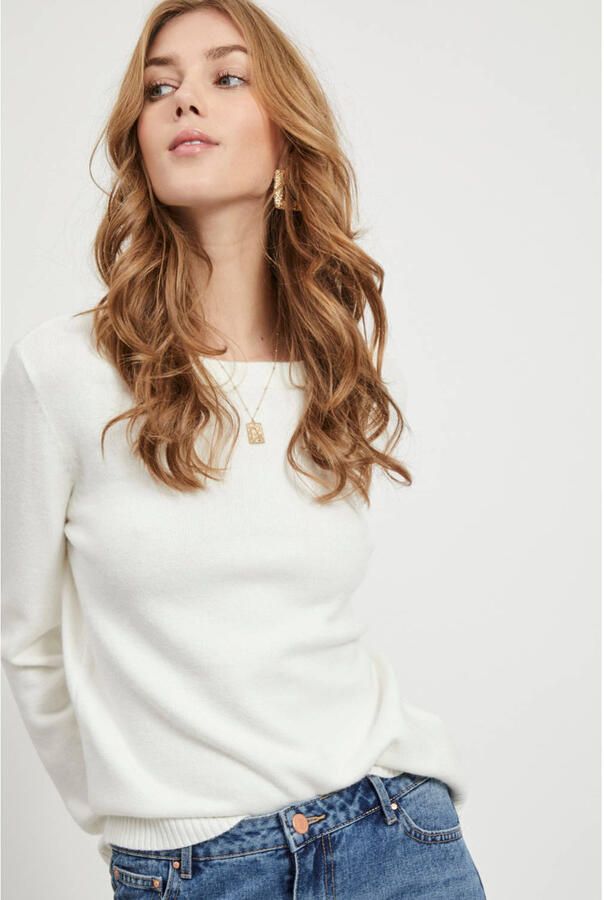 Vila Wit Gebreid Kledingstuk met Lange Mouwen White Dames