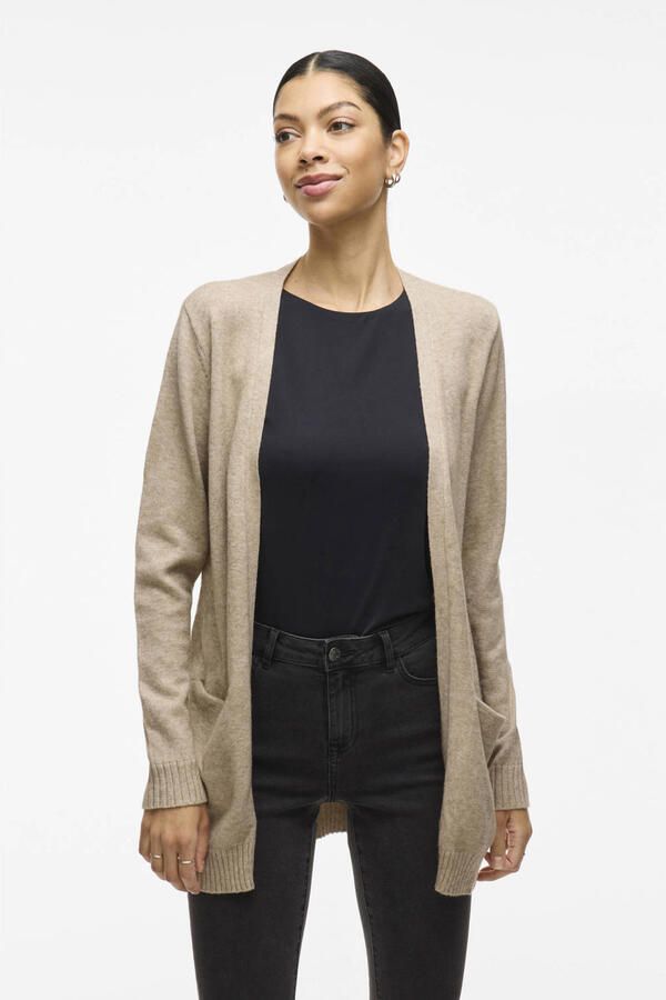 Vila Beige Gebreid Vest Herfst Winter Collectie Beige Dames