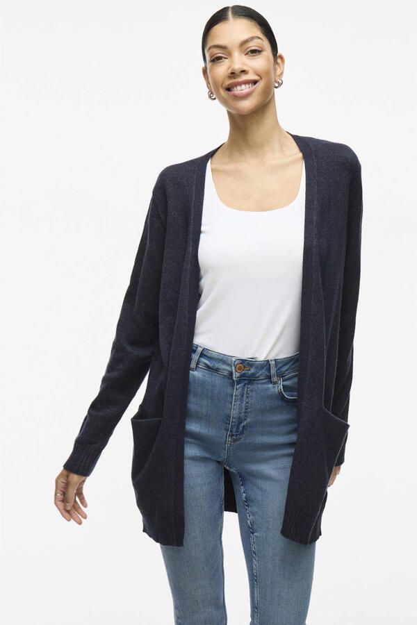 Vila Blauwe DamesCardigan Lange Mouwen Voorzakken Blue Dames