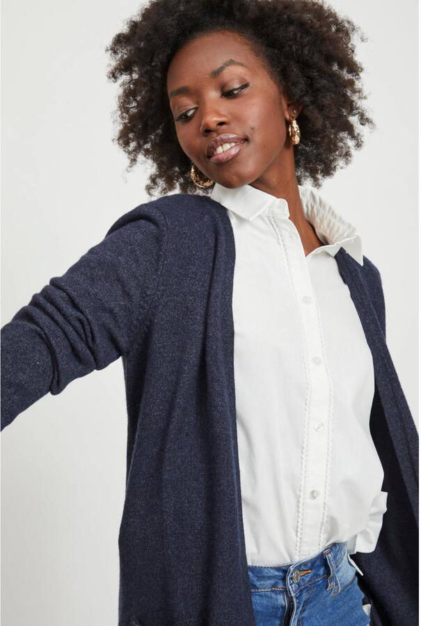 Vila Blauwe DamesCardigan Lange Mouwen Voorzakken Blue Dames - Foto 3