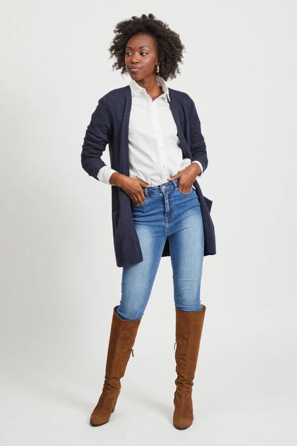 Vila Blauwe DamesCardigan Lange Mouwen Voorzakken Blue Dames - Foto 2