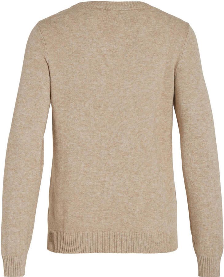 Vila Beige Gebreide Trui Lange Mouw Pullover Beige Dames