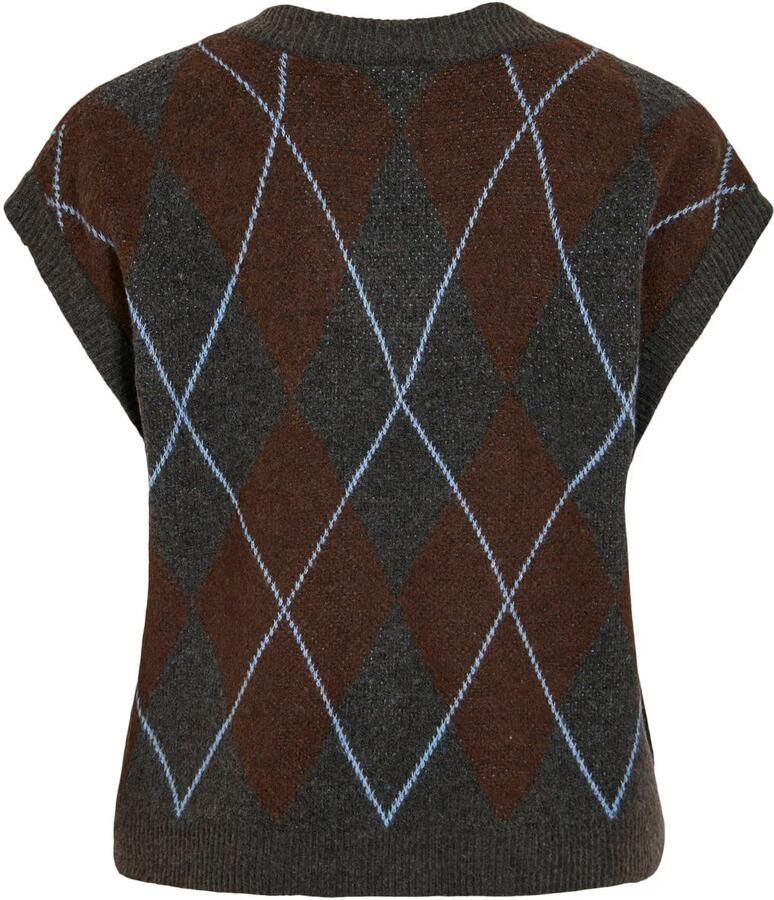 VILA geruite jacquard spencer grijs bruin blauw