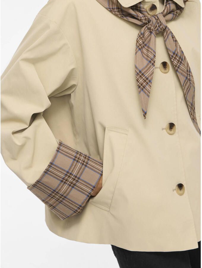 VILA geruite trenchcoat beige - Foto 2