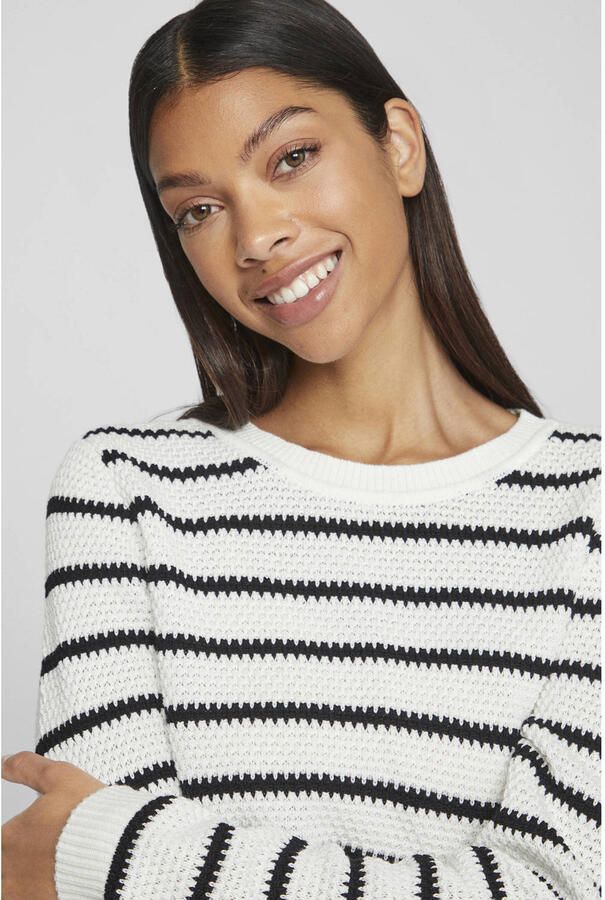 Vila Trui met ronde hals VIDALO O-NECK L S STRIPE KNIT TOP- NOOS