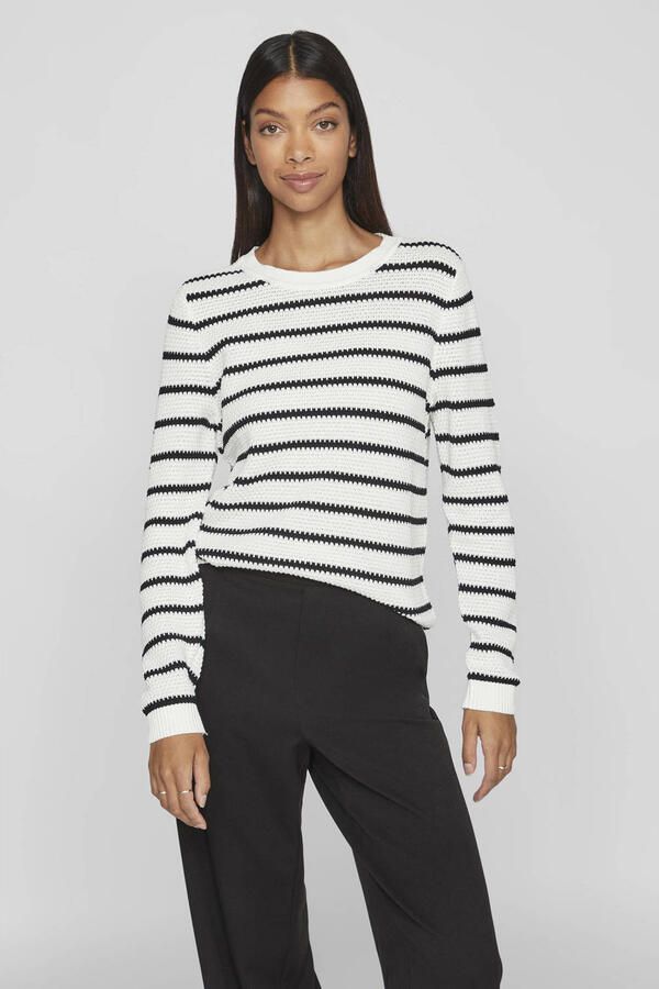Vila Trui met ronde hals VIDALO O-NECK L S STRIPE KNIT TOP- NOOS - Foto 2