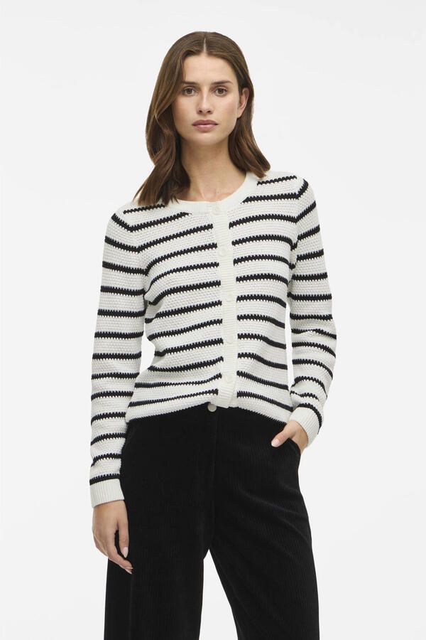 VILA gestreepte vest wit gebreid