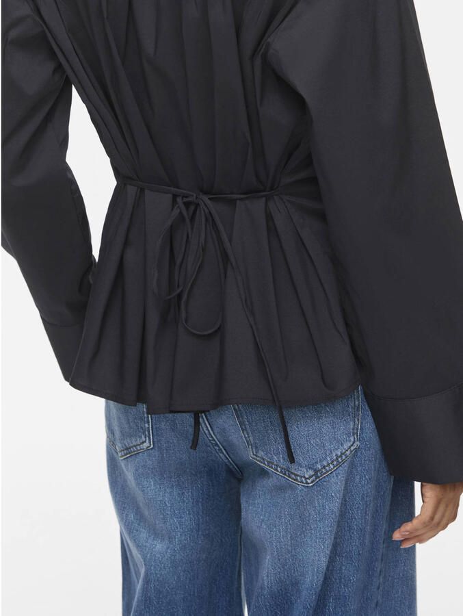 VILA getailleerde blouse met ceintuur zwart - Foto 2
