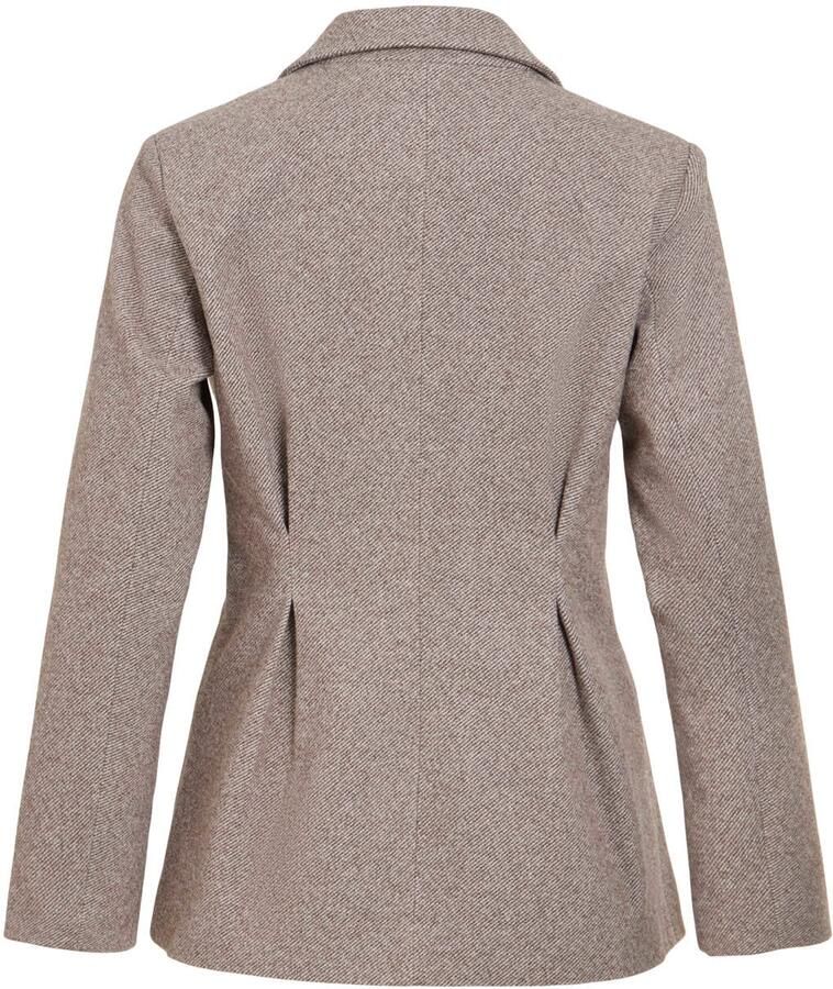 VILA getailleerde gemêleerde blazer met plooien bruin ecru - Foto 2