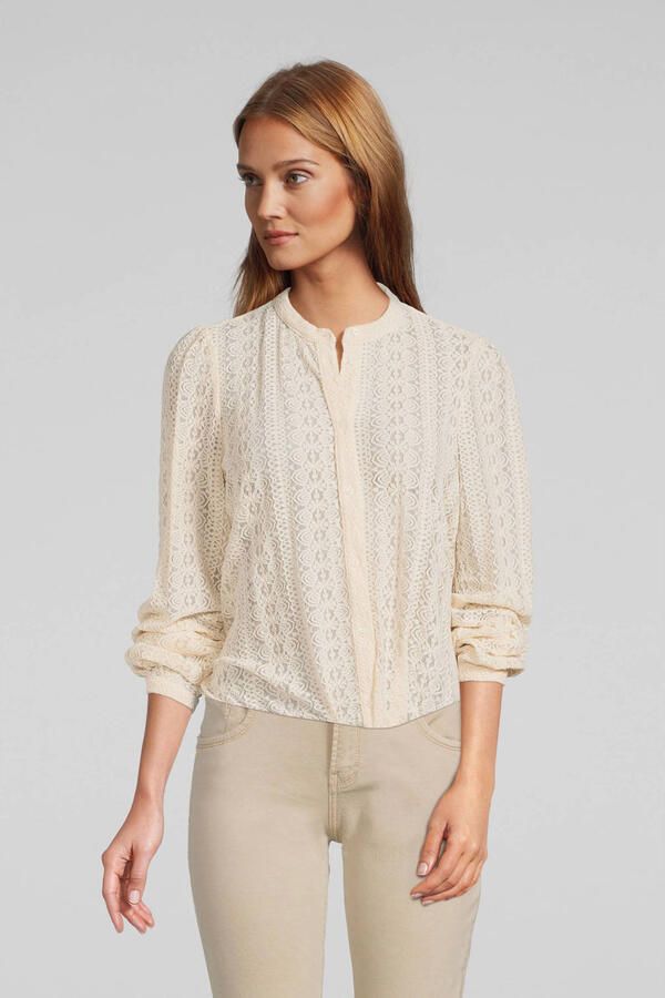 Vila Vichikka Lace L S Shirt- Noos Beige Dames - Foto 2