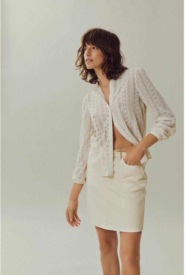 Vila Vichikka Lace L S Shirt- Noos Beige Dames