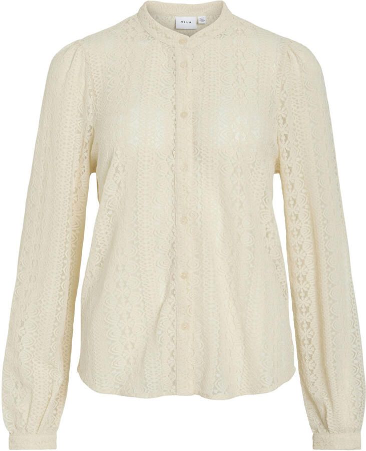 Vila Vichikka Lace L S Shirt- Noos Beige Dames - Foto 2