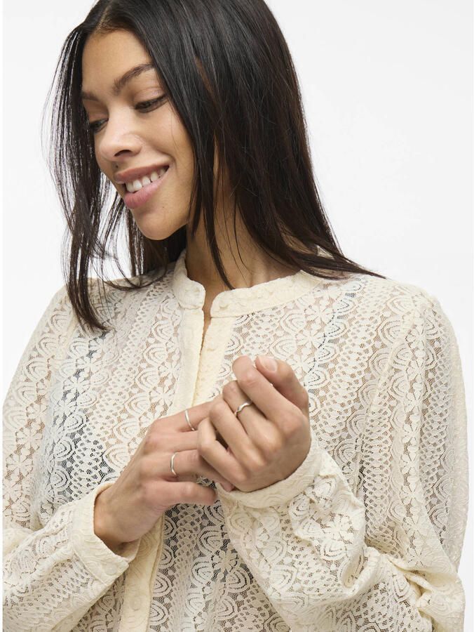 Vila Vichikka Lace L S Shirt- Noos Beige Dames - Foto 3
