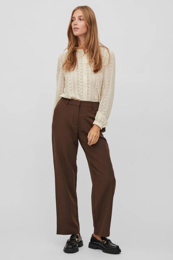 Vila Vichikka Lace L S Shirt- Noos Beige Dames