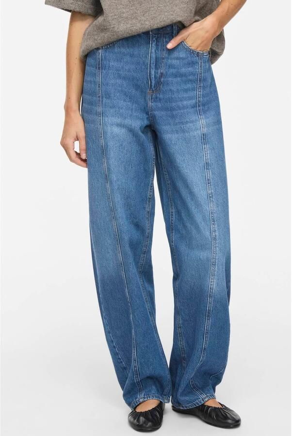 VILA high waist barrel jeans medium blue