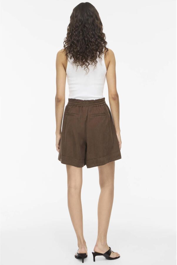 VILA high waist regular fit short bruin - Foto 2