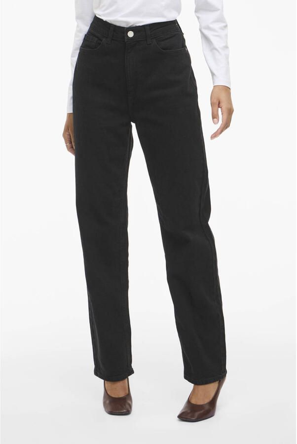 VILA high waist straight jeans VIKELLY black