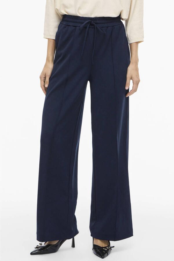 VILA high waist wide leg broek VICLUA donkerblauw