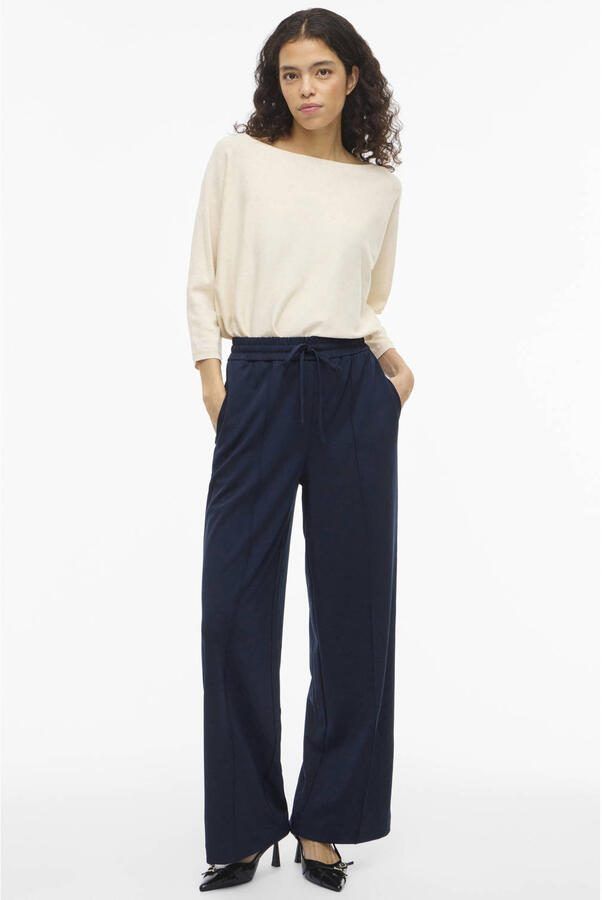 VILA high waist wide leg broek VICLUA donkerblauw - Foto 3