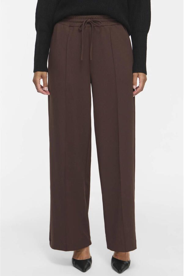 VILA high waist wide leg broek VICLUA donkerbruin - Foto 2