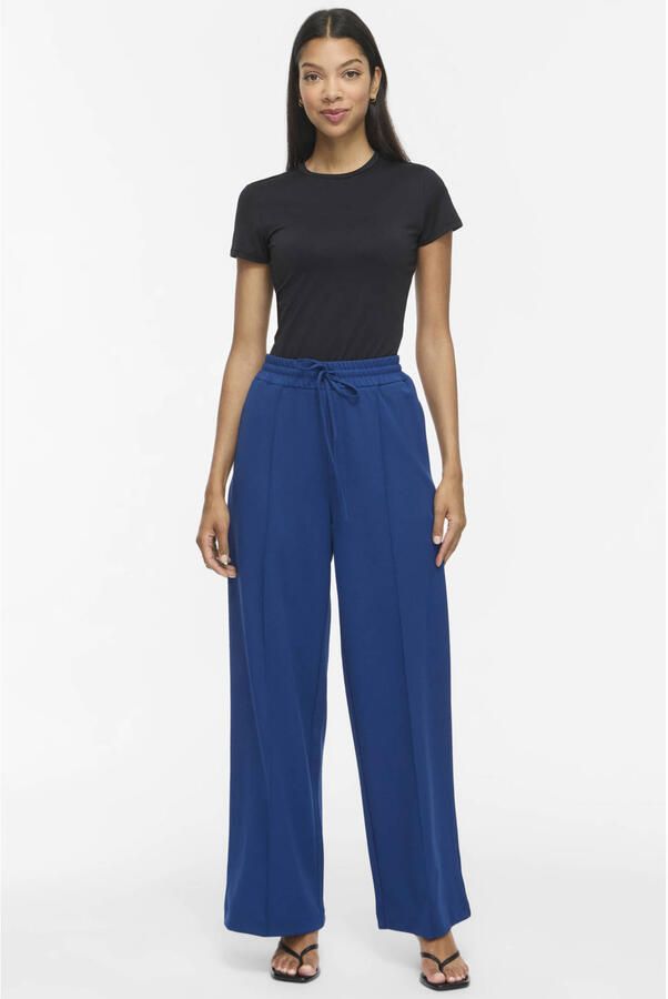 VILA high waist wide leg gebreide casual broek blauw - Foto 2