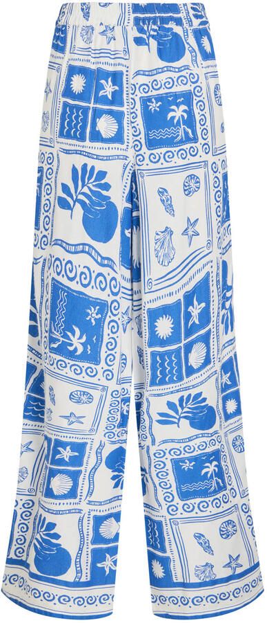VILA high wide leg broek met print blauw - Foto 3