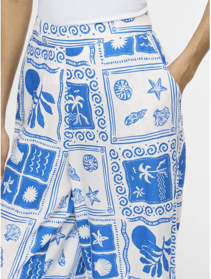 VILA high wide leg broek met print blauw - Foto 2