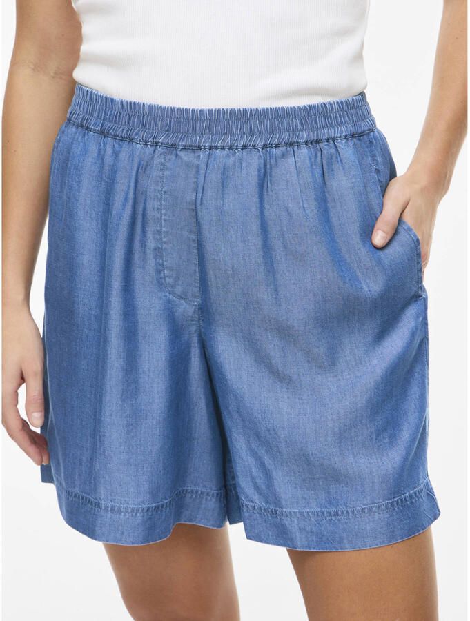 VILA high wide leg korte broek mediumblauw - Foto 2
