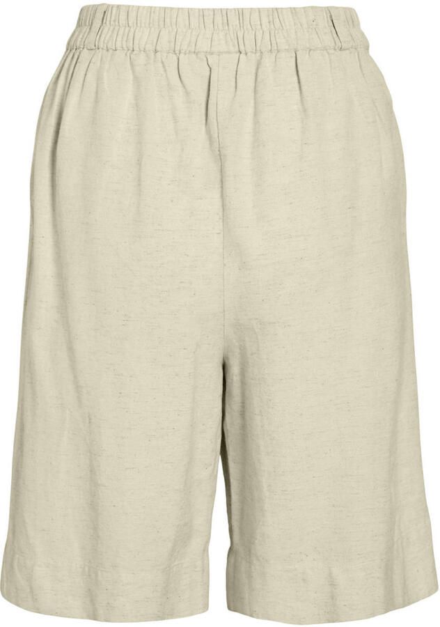 VILA high waist bermuda short met linnen ecru - Foto 2