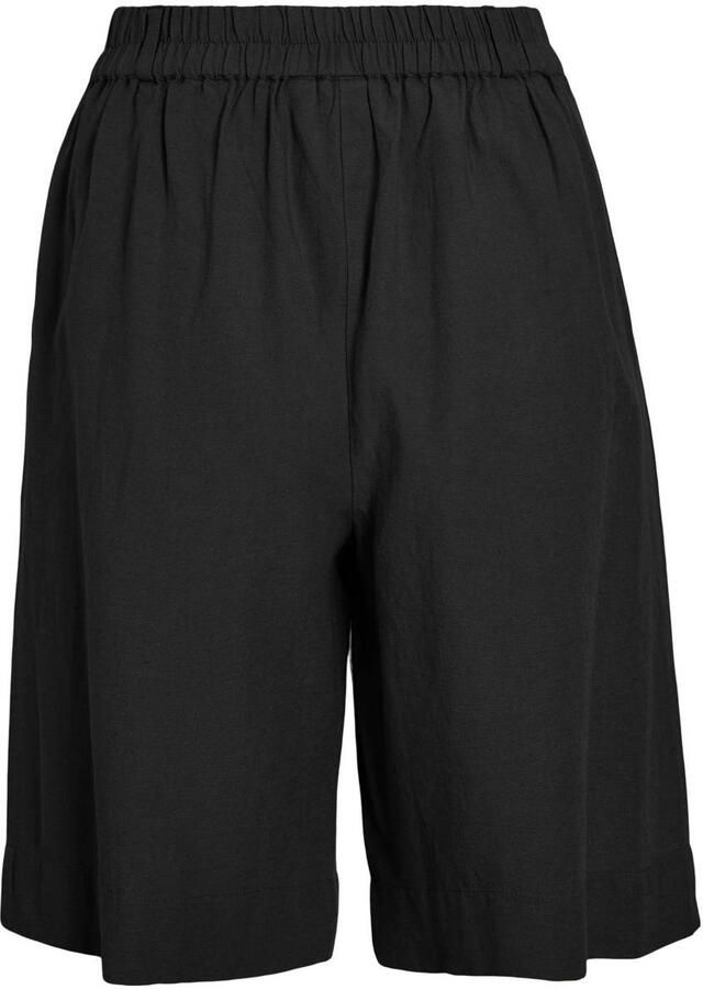 VILA high waist bermuda short met linnen zwart - Foto 2
