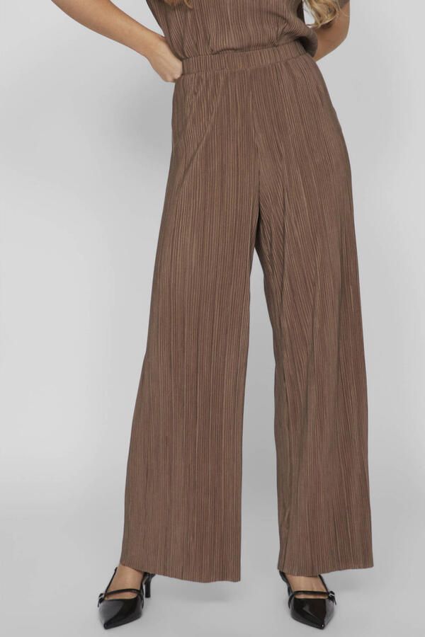 Vila Wide leg stoffen broek met plissévouwen model 'PLISA'