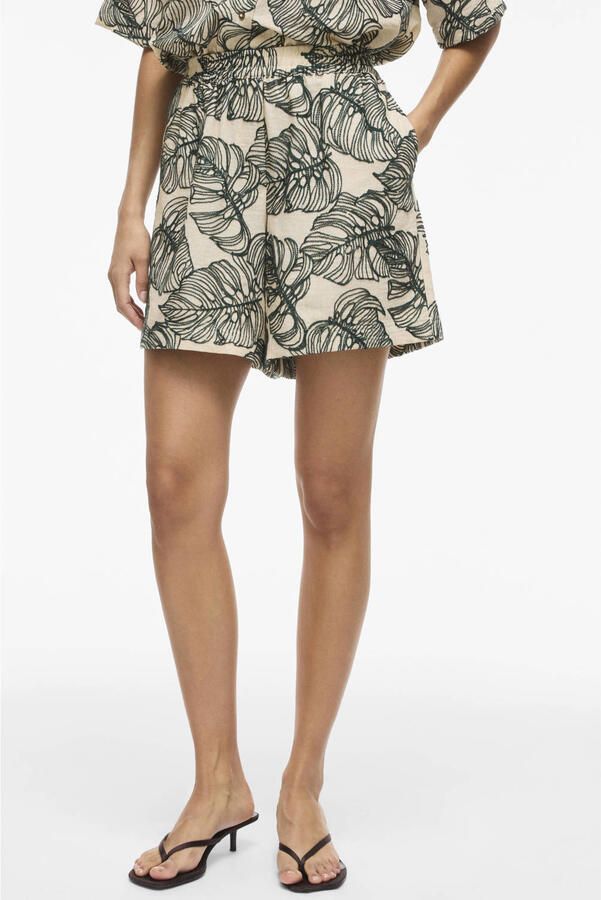 VILA high waist casual short ecru