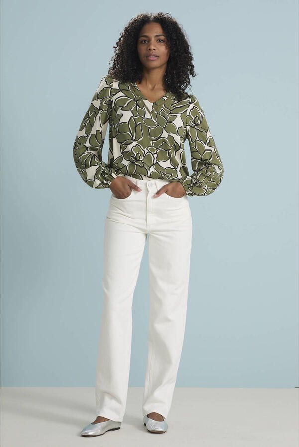 VILA high waist straight fit jeans ecru