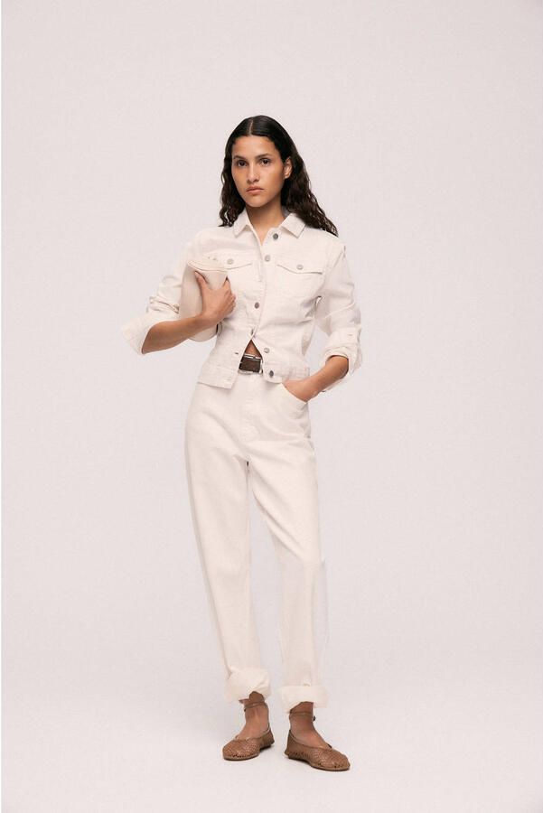 VILA high waist straight fit jeans ecru - Foto 2