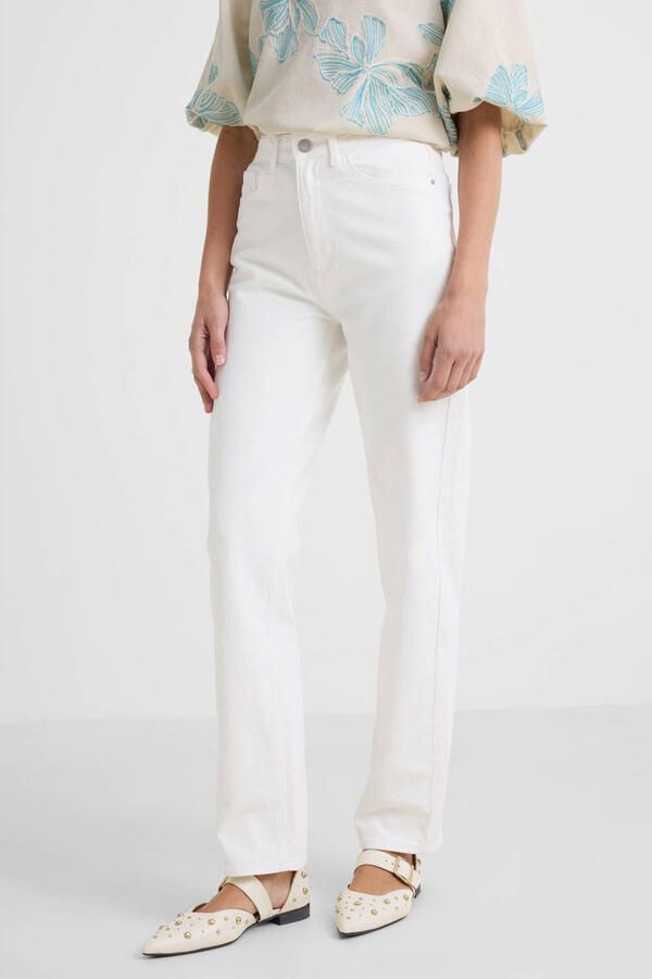 VILA high waist straight fit jeans ecru - Foto 4