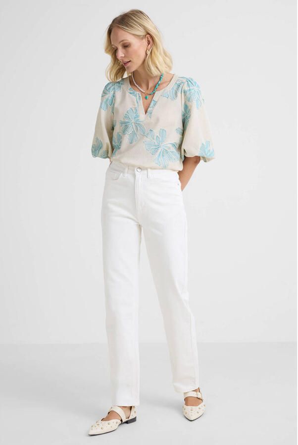 VILA high waist straight fit jeans ecru - Foto 2