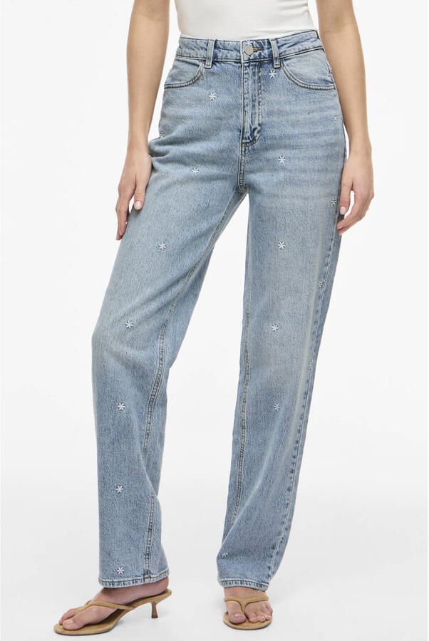 VILA high waist straight leg jeans light blue denim