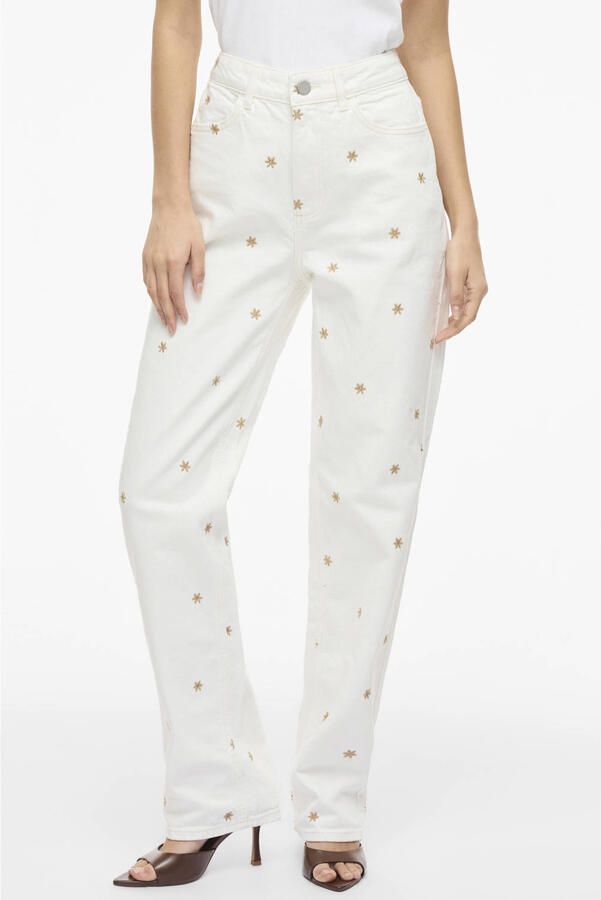 VILA high waist straight leg jeans wit