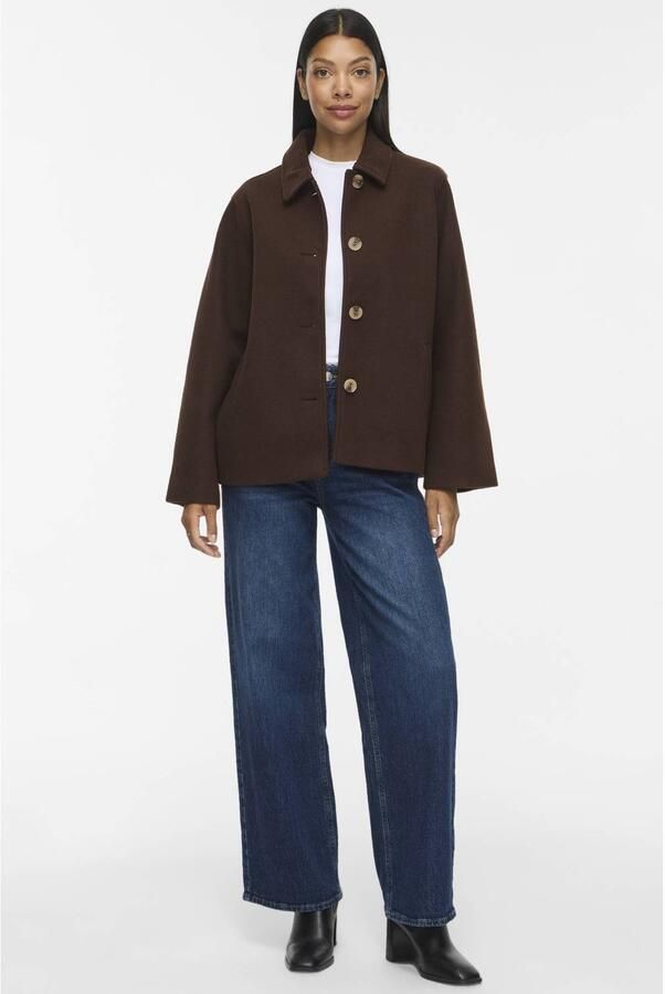 Vila relaxed fit lange jas met platte kraag model 'Claudia' - Foto 2