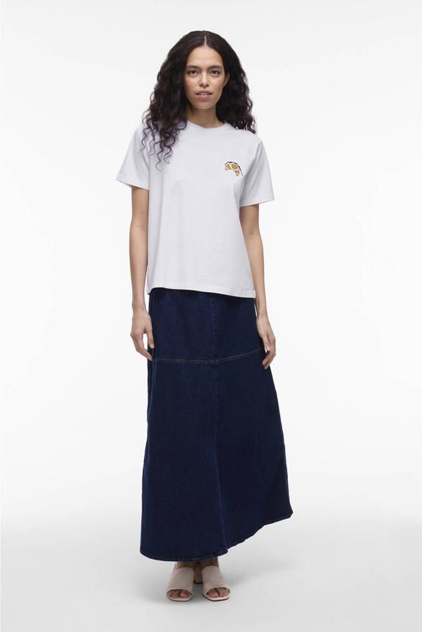 VILA jersey T-shirt wit met croissantprint - Foto 2