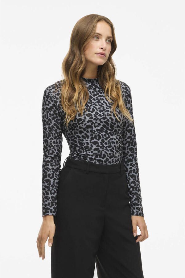 Vila Shirt met lange mouwen en opstaande kraag model 'LEOA'