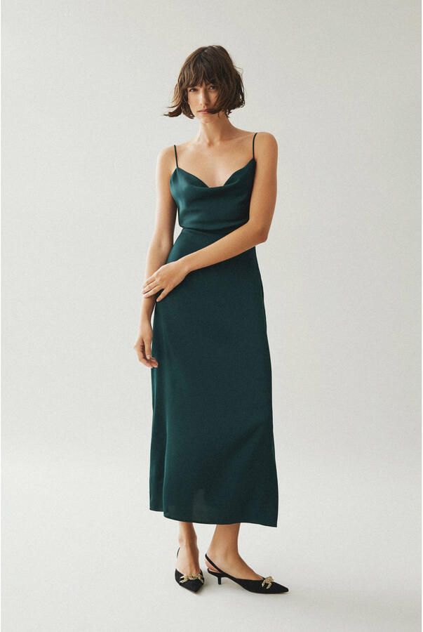Vila Midi-jurk van satijn met cascadehals model 'RAVENNA'