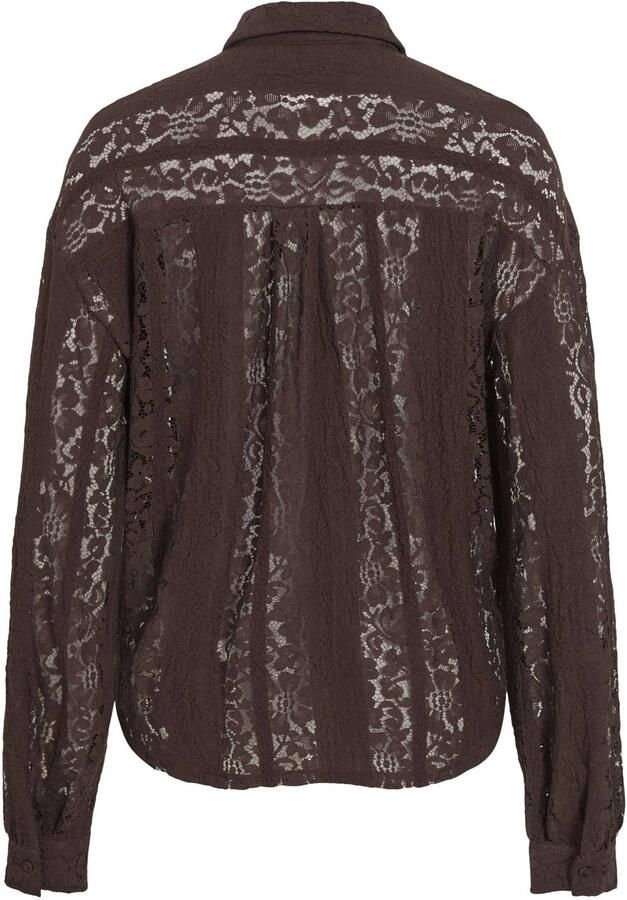 VILA kanten semi-transparante blouse bruin - Foto 2