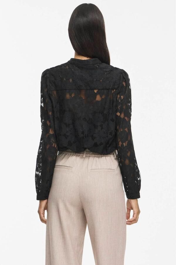 VILA kanten semi-transparante blouse zwart - Foto 3