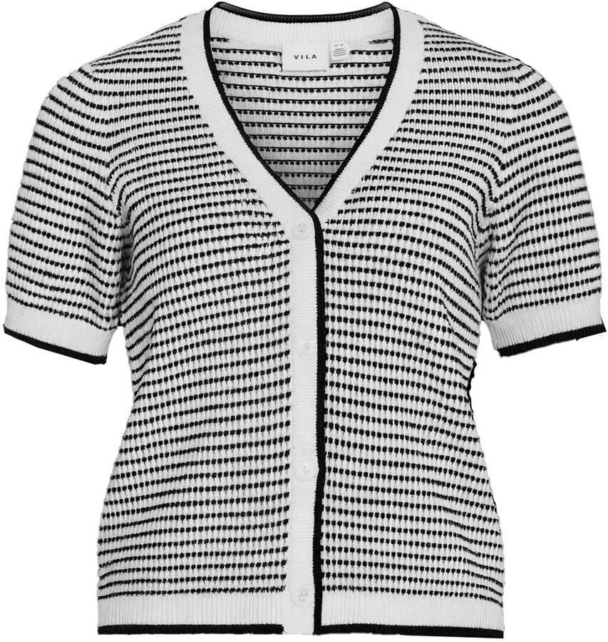 VILA katoenen gestreept vest wit